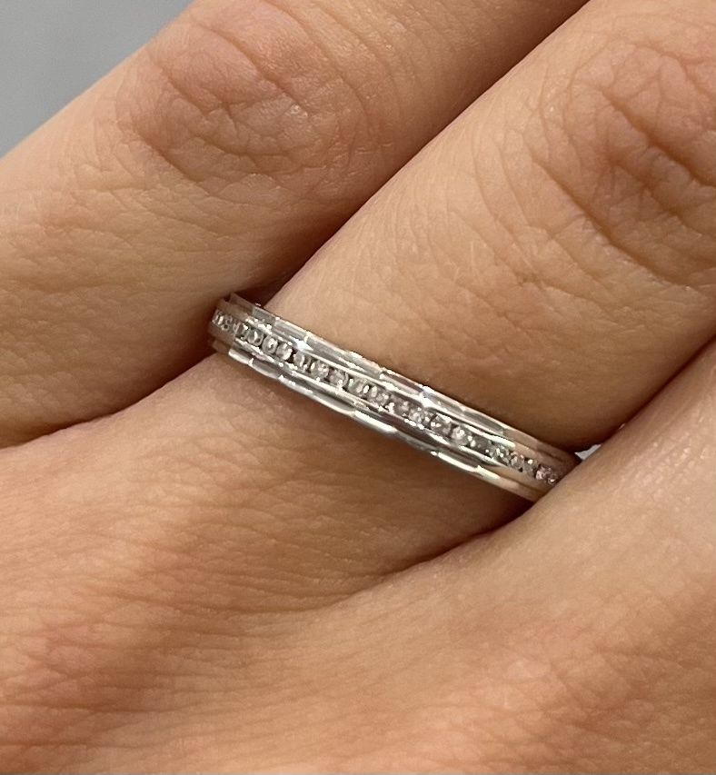 Pre-Owned 18ct White Gold 0.10ct Diamond 1/2 Eternity Ring