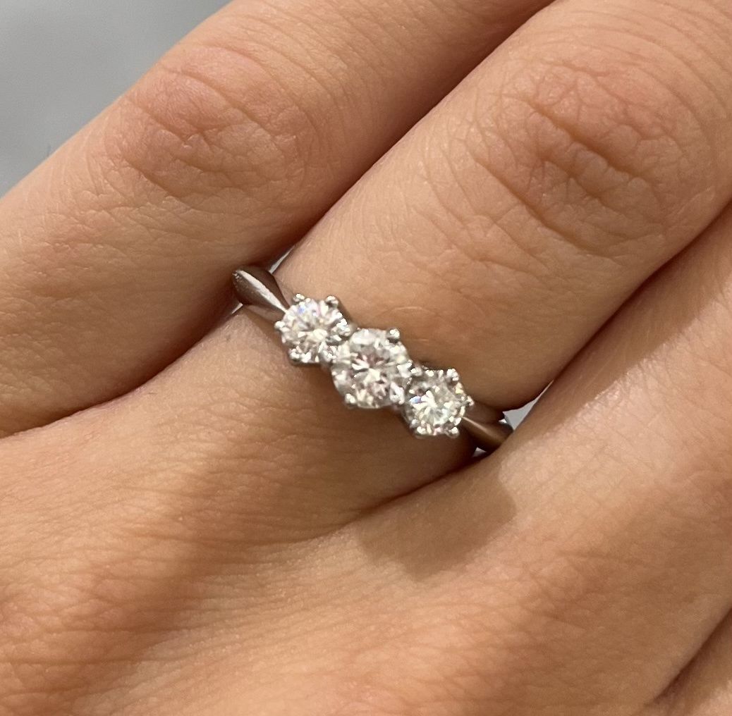 Pre-Owned Platinum 0.55ct H Si1 Trilogy Ring