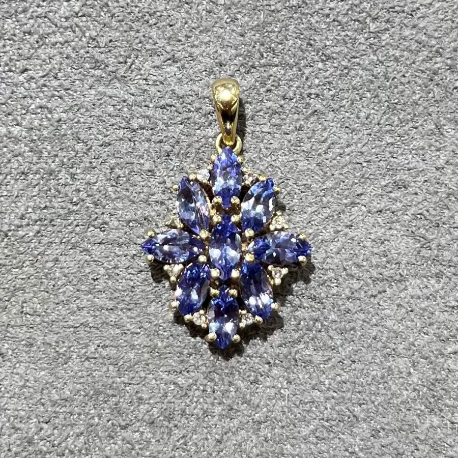 Pre-Owned 9ct Yellow Gold 1.60ct Tanzanite &amp; Diamond Pendant