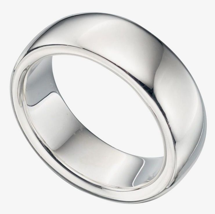 Silver Solid Band Ring, Ring Size: 58