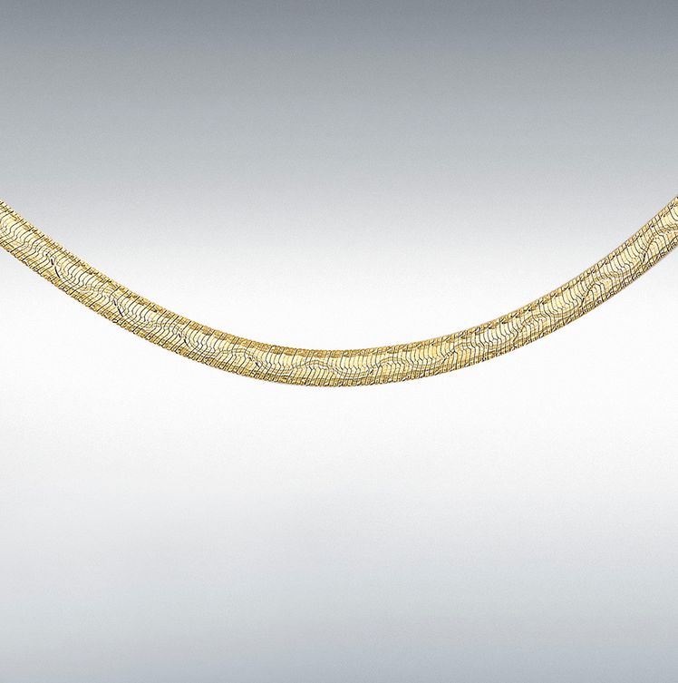 9ct Yellow Gold Herringbone Pattern Necklace 41cm/16&quot;