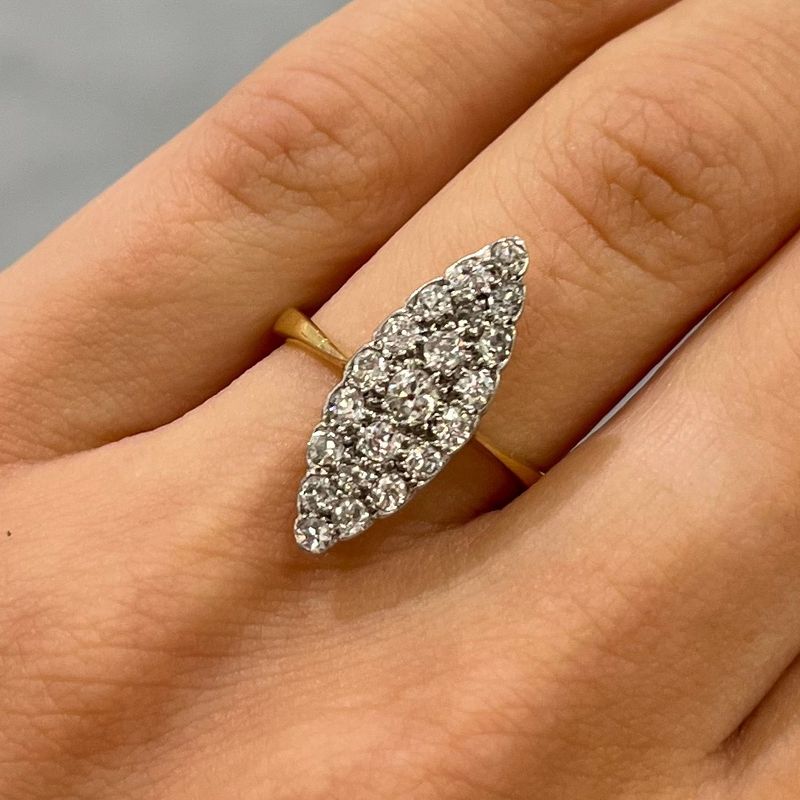 Pre-Owned Unhallmarked 18K Yellow Gold Vintage 0.70ct Diamond Navette Ring