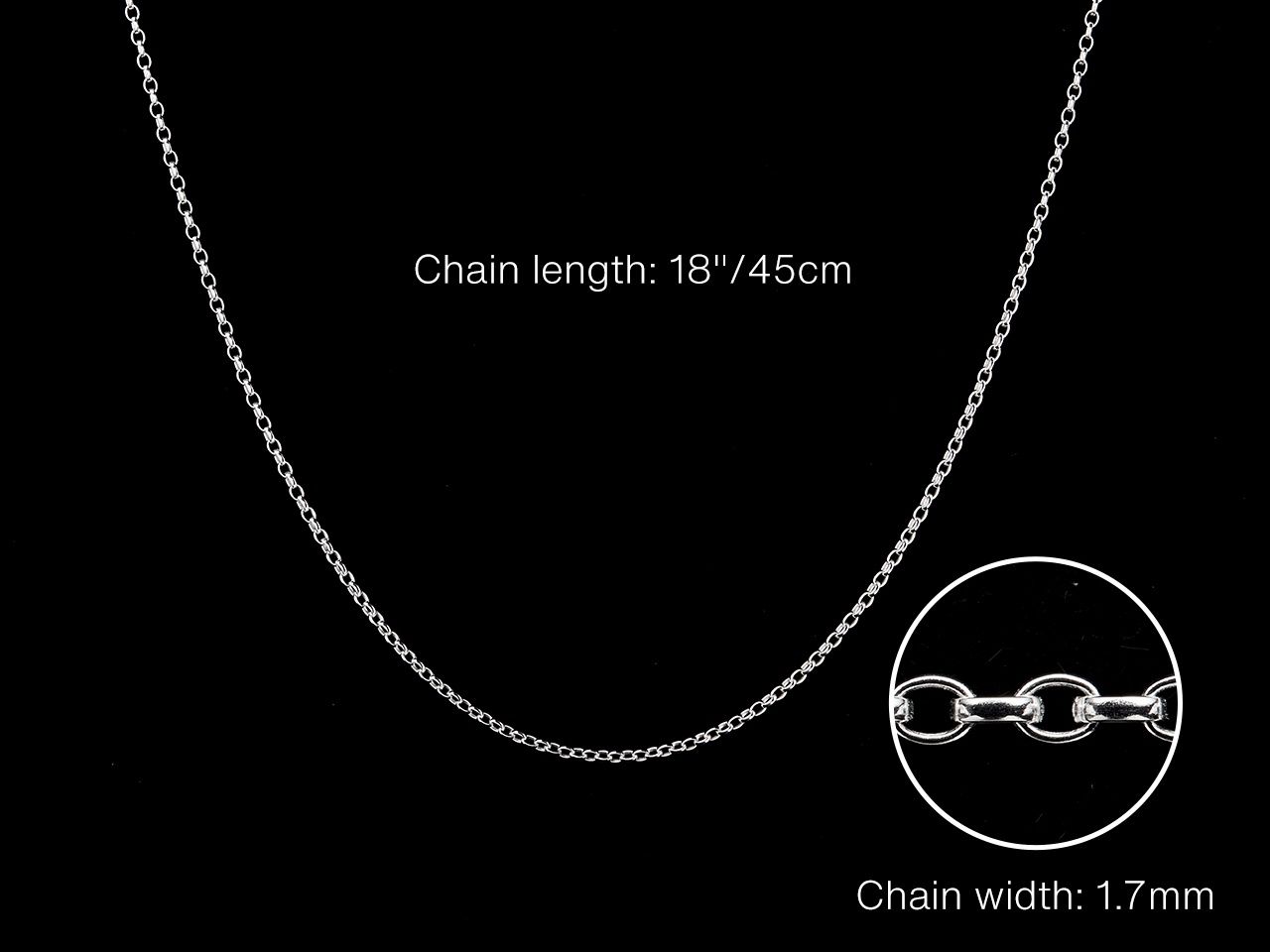 Sterling Silver 1.7mm Belcher Chain, Length: 18inch