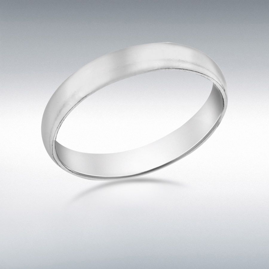 Sterling Silver Rhodium Plated 4mm Band Ring