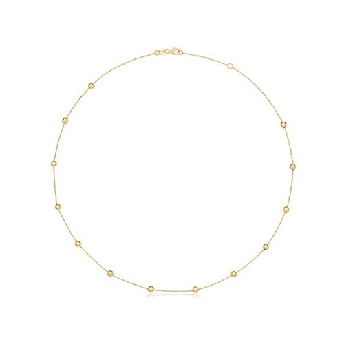 9ct Yellow Gold Beaded Necklace 17&quot;
