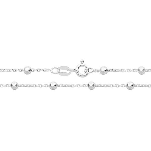 Silver Beaded Rolo Chain, Length: 16&quot;