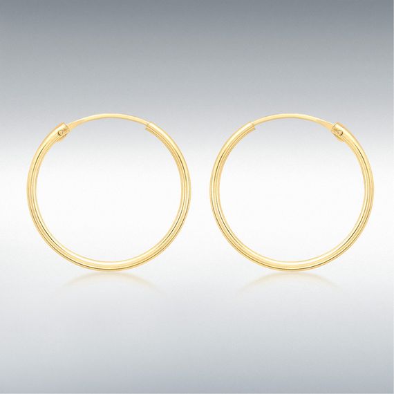 9ct Yellow Gold Tube Sleeper Hoops 18mm