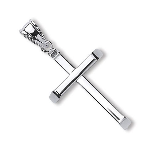 9ct  White Gold Plain Cross Pendant