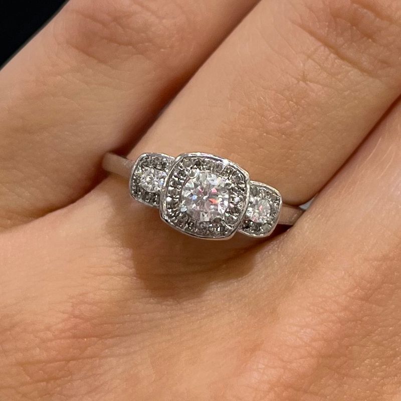 Pre-Owned 9ct White Gold 0.33ct Diamond Trilogy Halo Ring