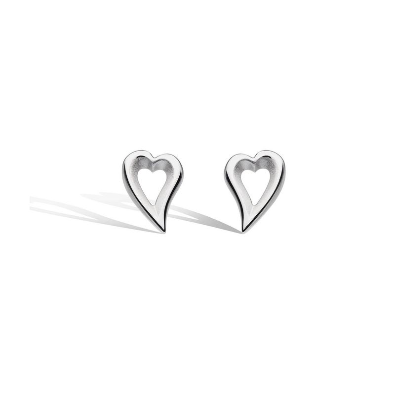 Silver Desire Love Story Heart Stud Earrings