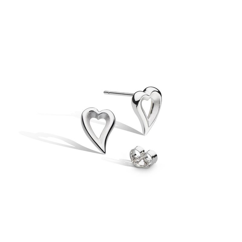Silver Desire Love Story Heart Stud Earrings