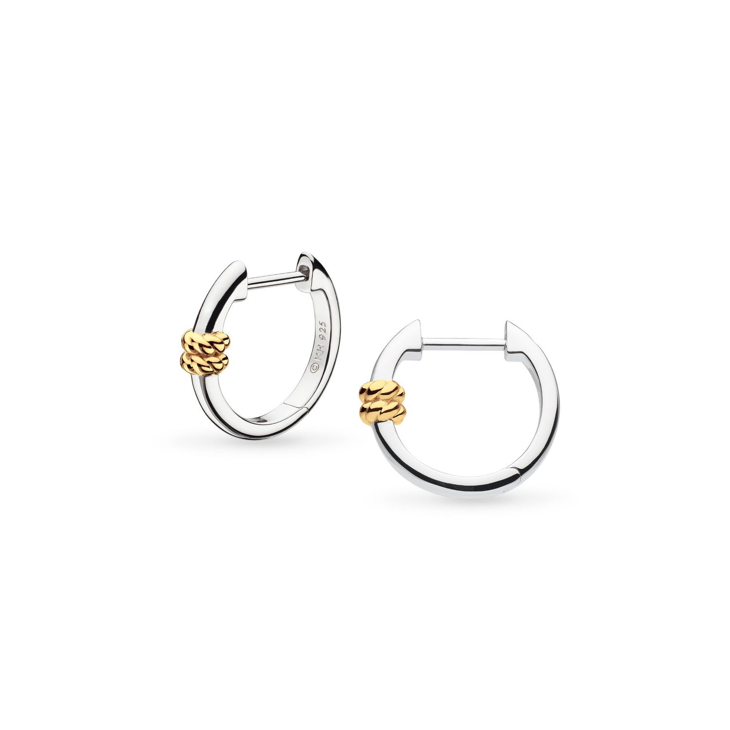 Silver Marina Rope Bar Hinged Hoops, Material: 18ct Gold-Plated