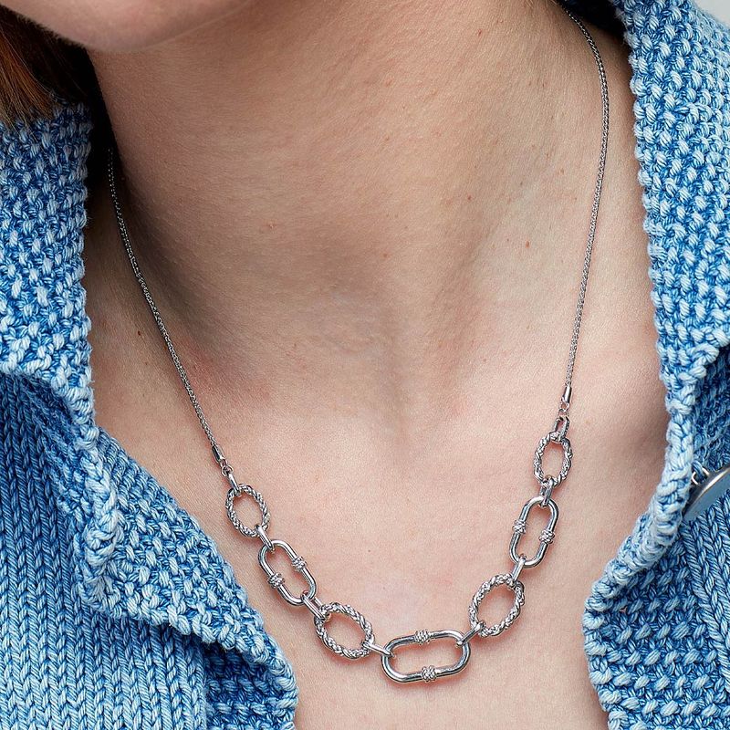 Silver Marina Rope Link Duo Chain Necklace