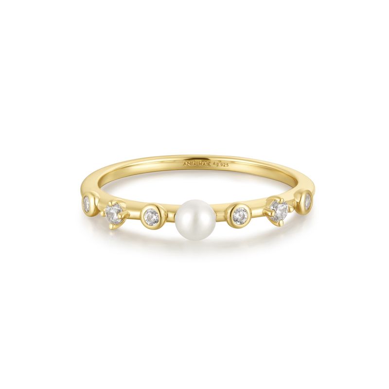 Silver Gold-Plated Chic Creator Pearl CZ Ring