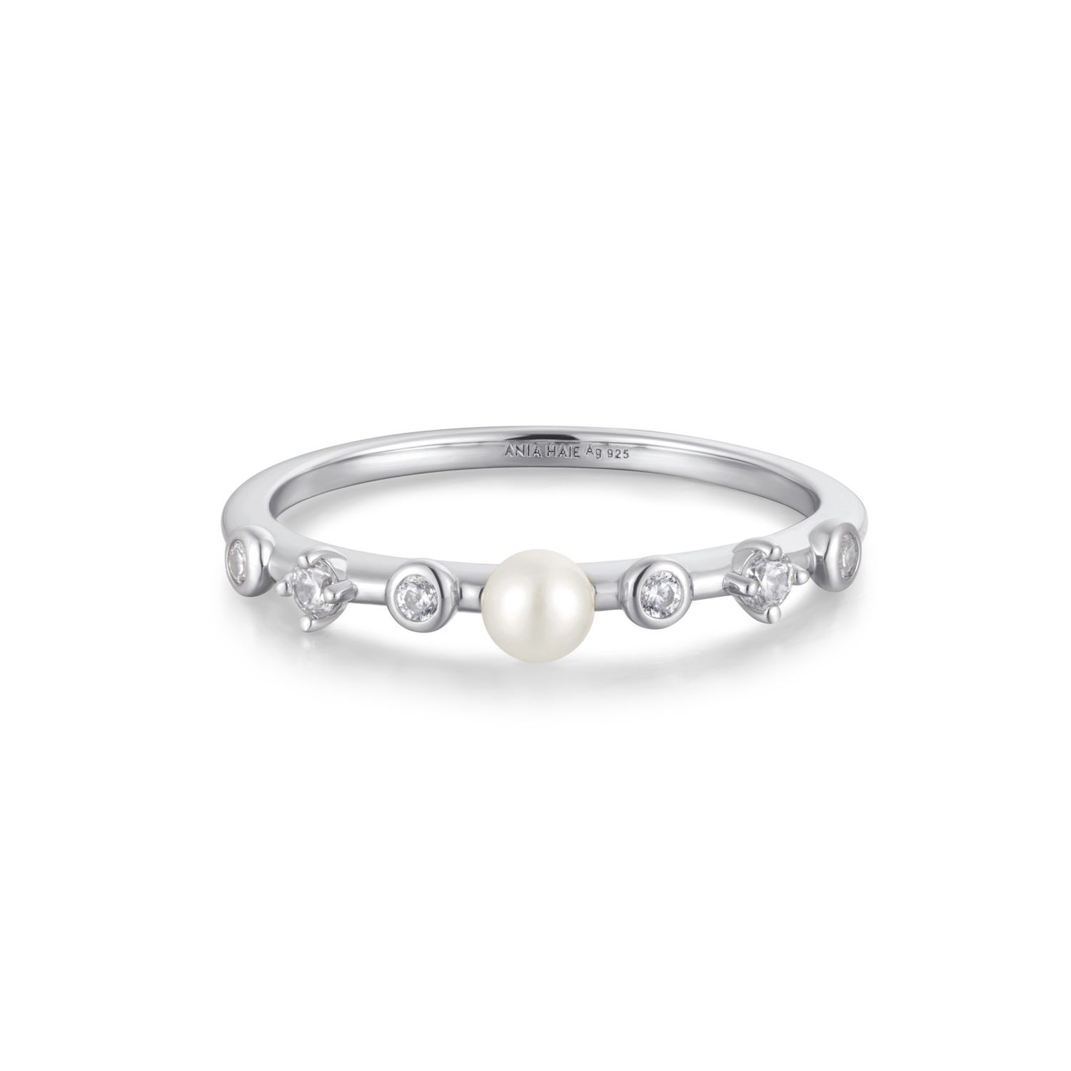Silver Chic Creator Pearl CZ Ring, Ring Size: 54