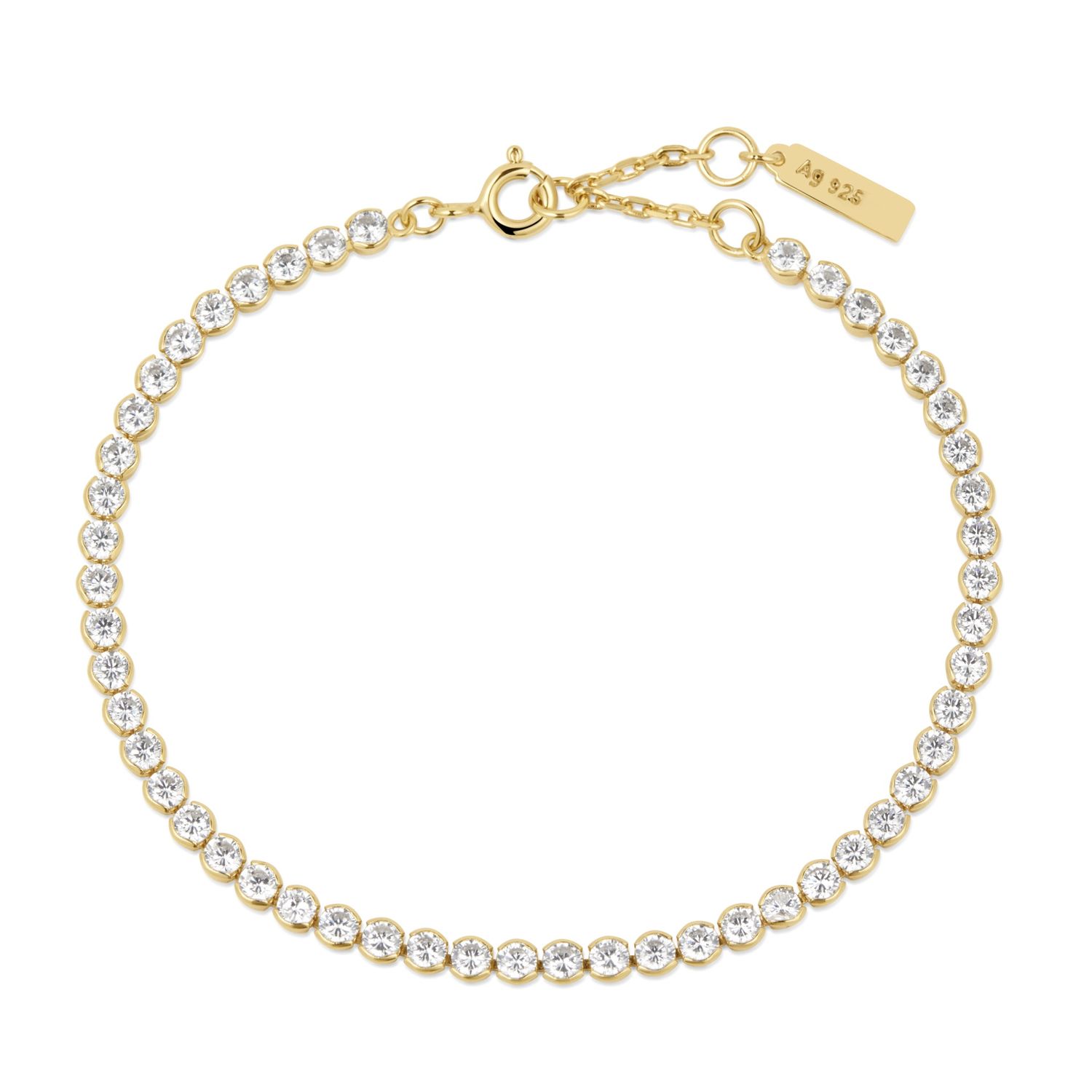 Silver Chic Creator CZ Row Bracelet, Metal: 14ct Gold-Plated