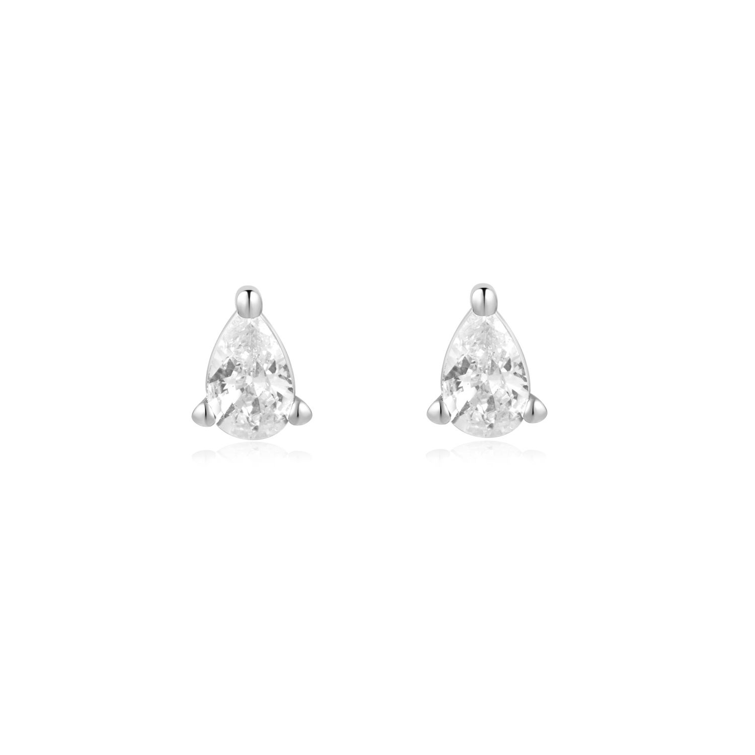 Silver Miss Twinkle CZ Pear Studs