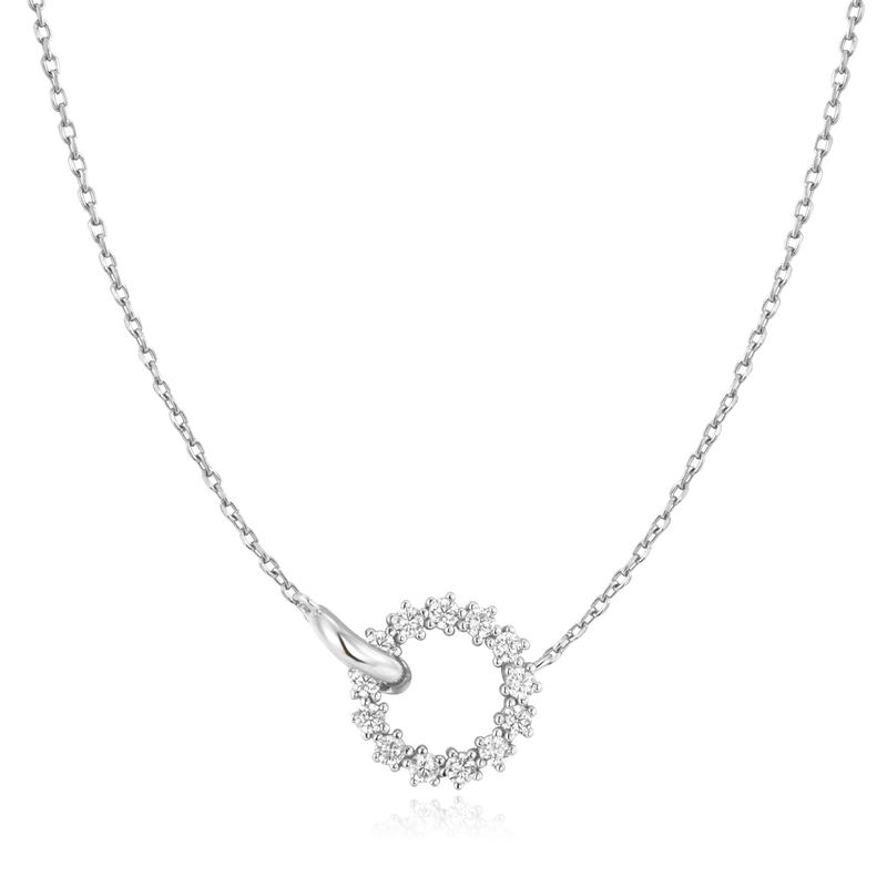 Silver Miss Twinkle Circles CZ Pavé Necklace