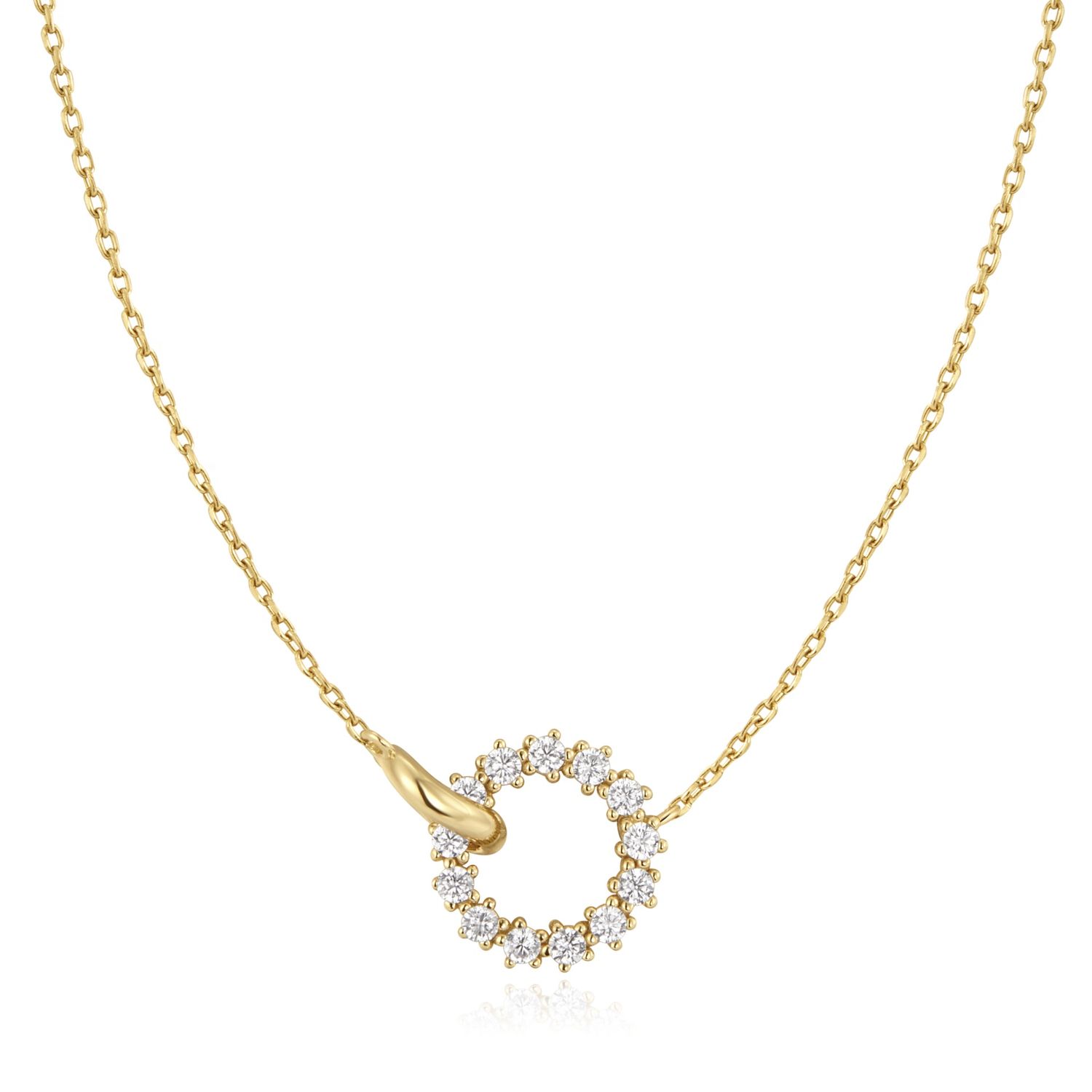 Silver Miss Twinkle Circles CZ Pavé Necklace, Metal: 14ct Gold-Plated