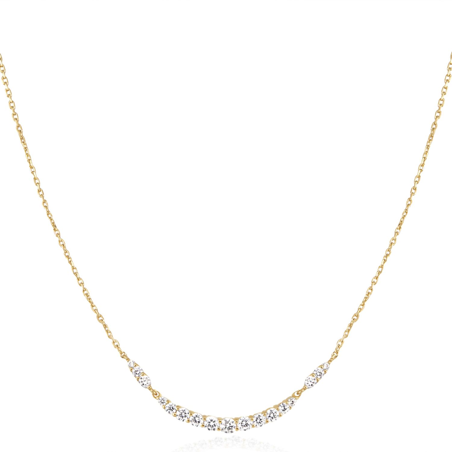 Silver Miss Twinkle Arc C/Zirconia Pavé Necklace, Metal: 14ct Gold-Plated