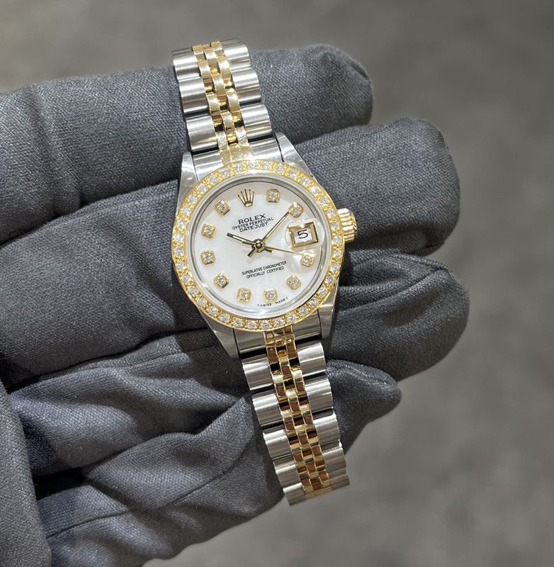 Pre-Owned Rolex Ladies Datejust Custom Diamond Dial &amp; Bezel 69173