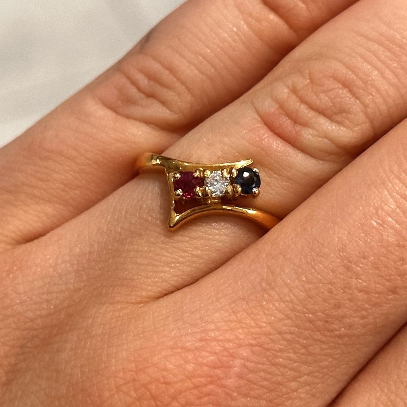 Pre-Owned 14ct Yellow Gold Sapphire/Ruby/Diamond Ring