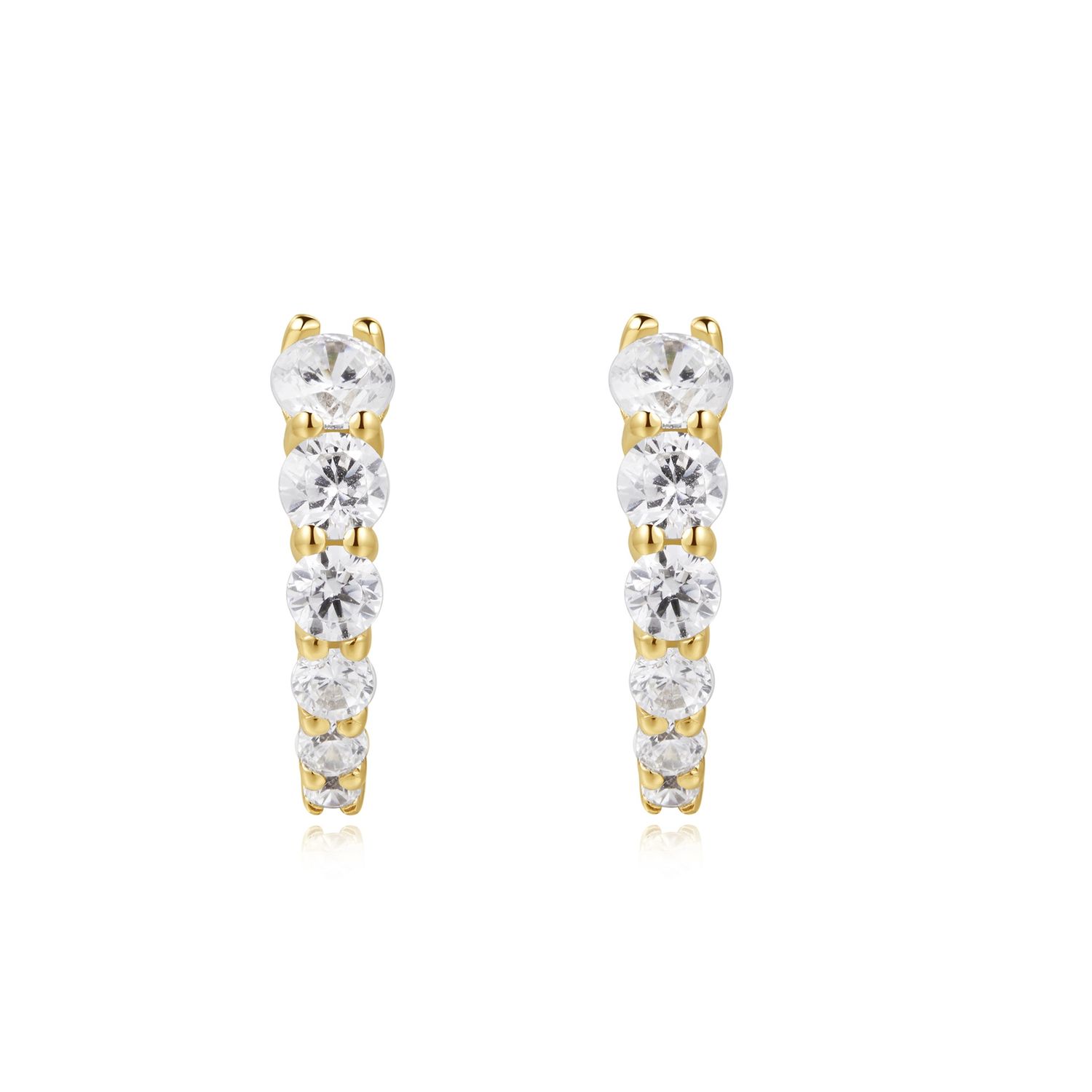 Silver Dusk Divas Gradient Pavé Huggies, Metal: 14ct Gold-Plated