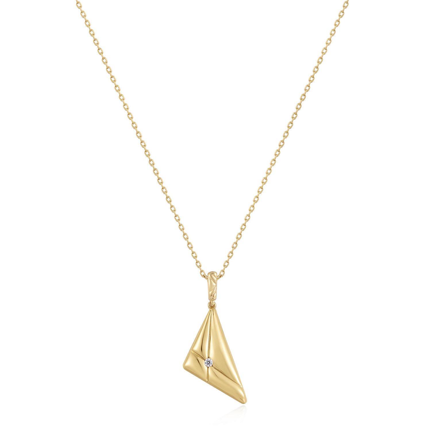 Silver Sunshine Chaser Triangle Necklace, Metal: 14ct Gold-Plated