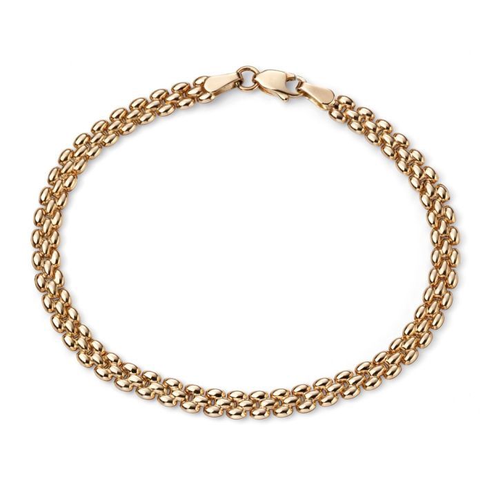 9ct Yellow Gold Watch Strap Style Bracelet 18.4cm