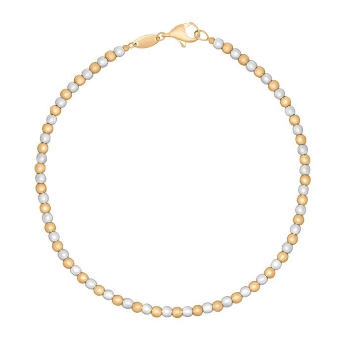 9ct Yellow&amp;White Gold Ball Bracelet