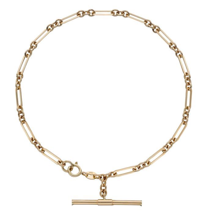 9ct Yellow Gold T-Bar Chain Bracelet