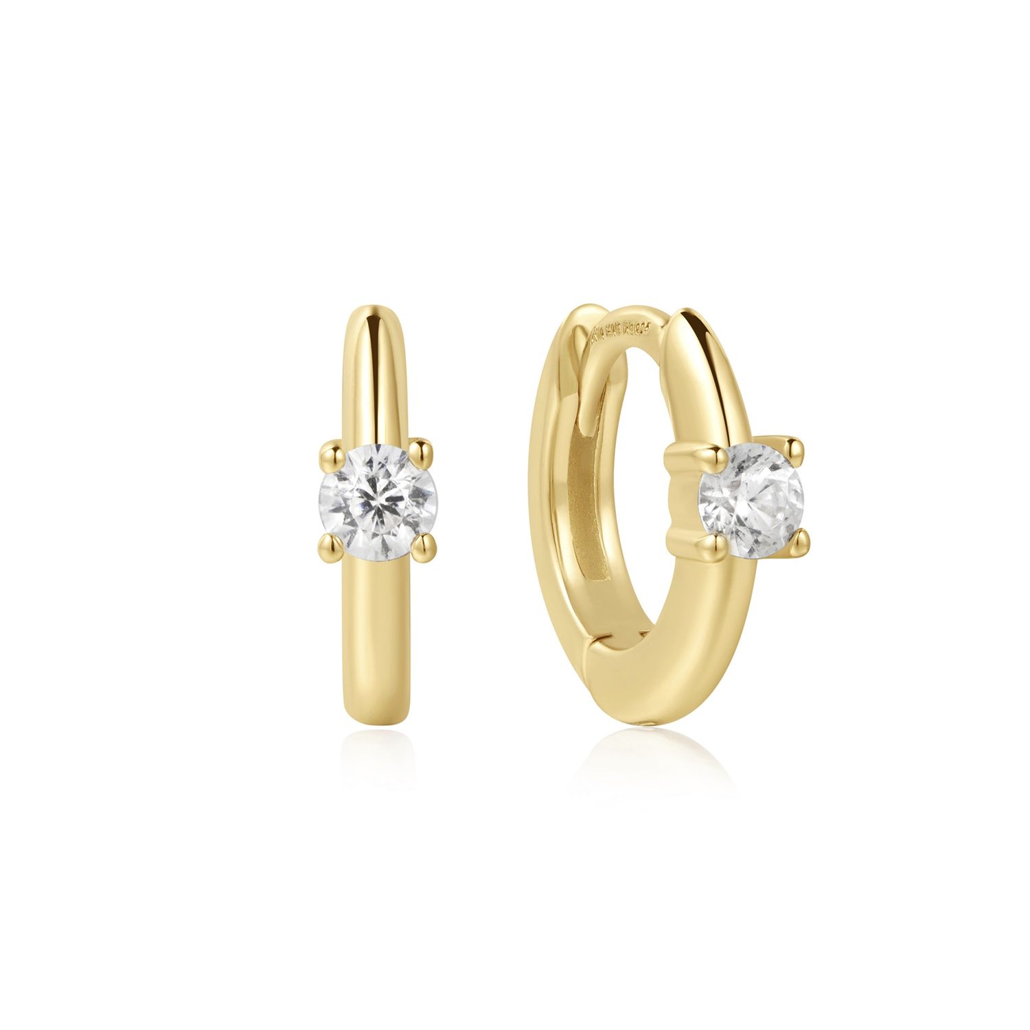 Silver Dusk Divas Solitaire CZ Huggies, Metal: 14ct Gold-Plated