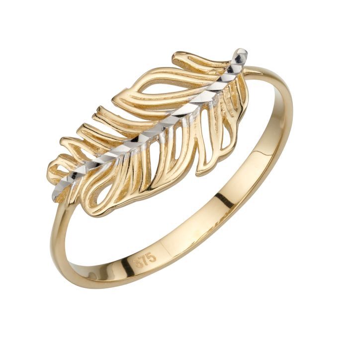 9ct Yellow Gold Plain Feather Ring