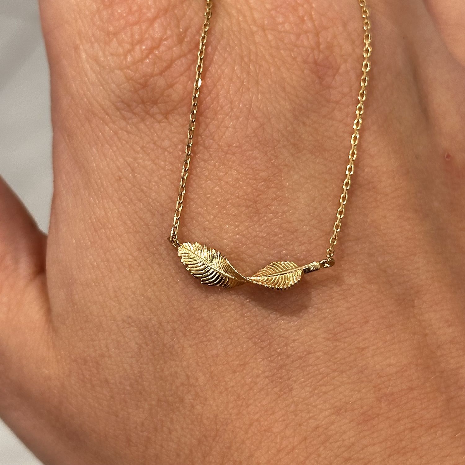 9ct Yellow Gold Feather Necklace