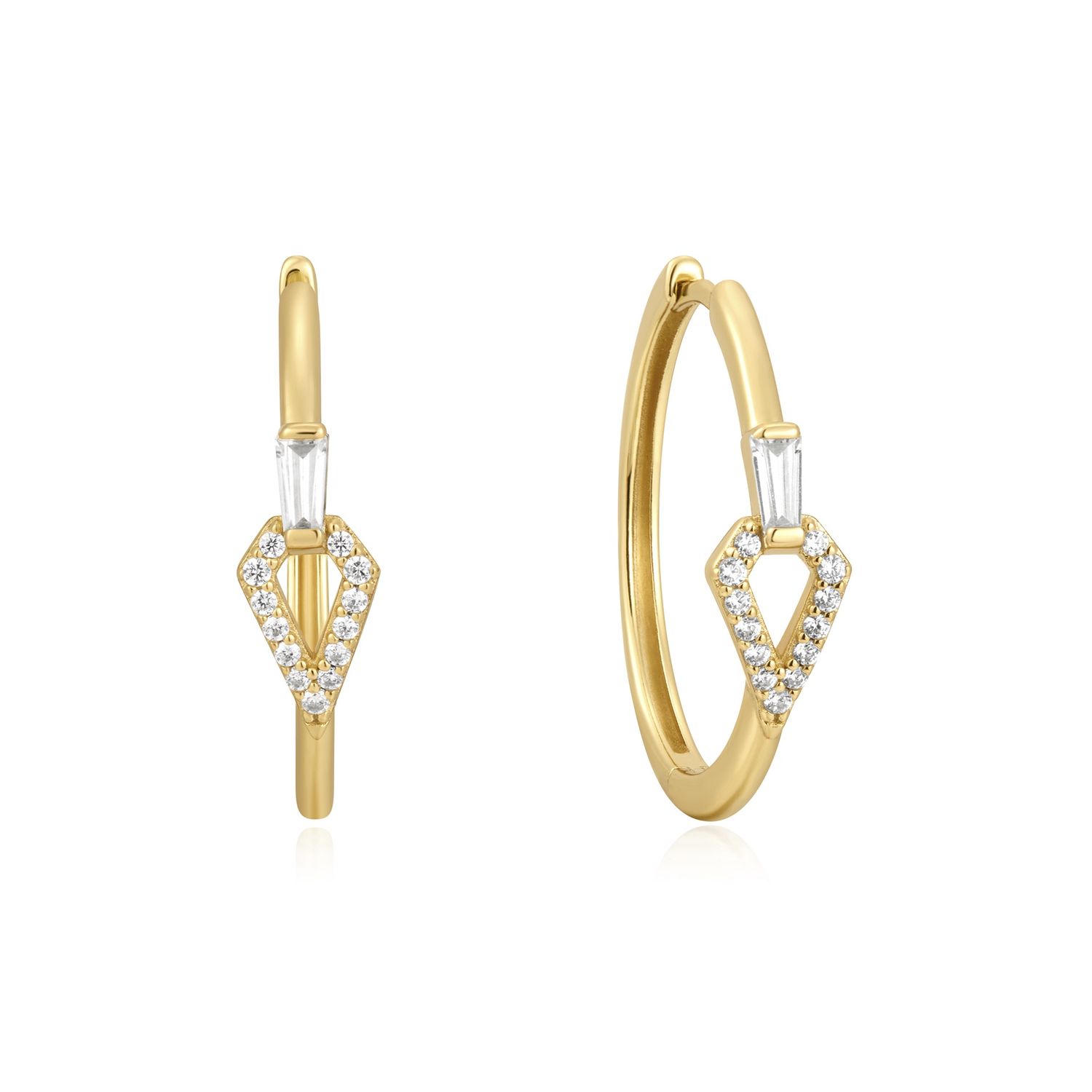 Silver Sunshine Chaser CZ Hoops, Metal: 14ct Gold-Plated