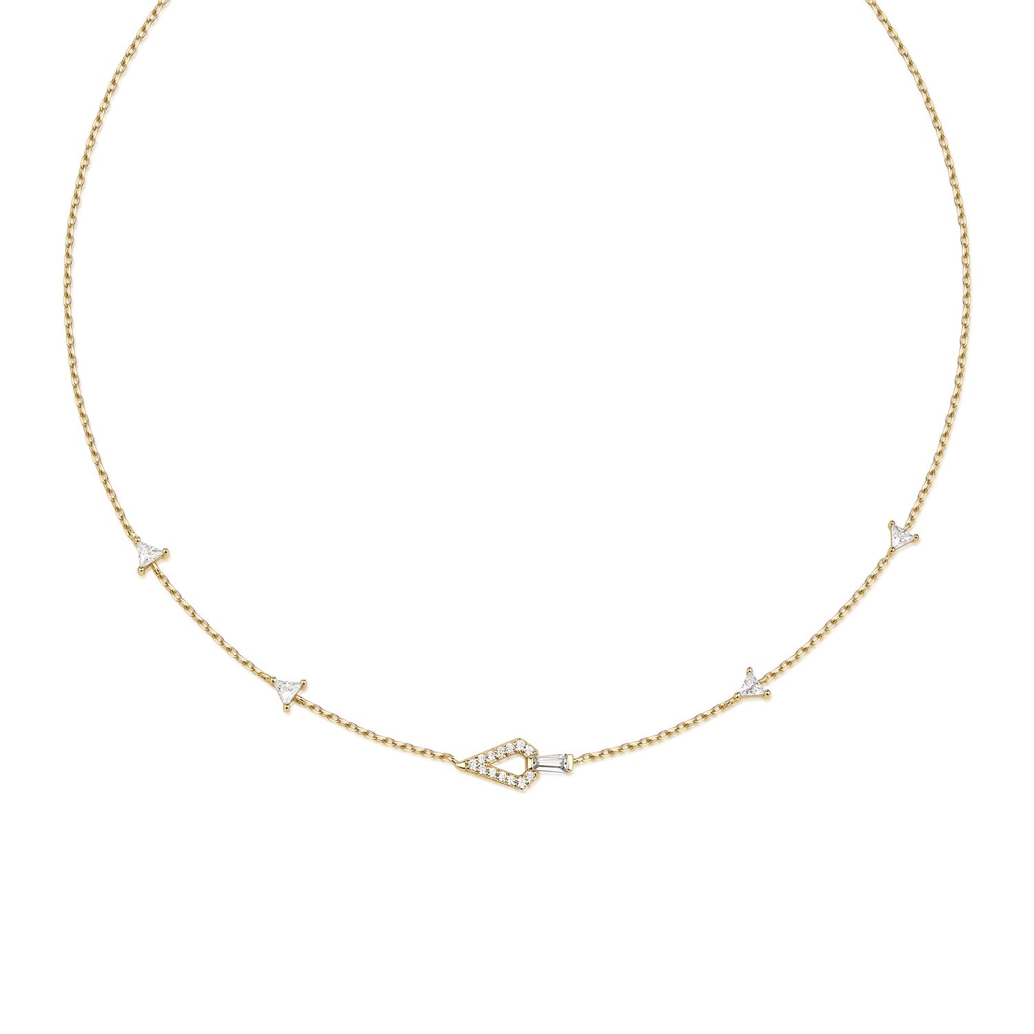 Silver Geometric Satellite Necklace, Metal: 14ct Gold-Plated
