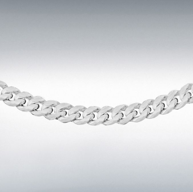 Sterling Silver Diamond-Cut Panza Curb Chain