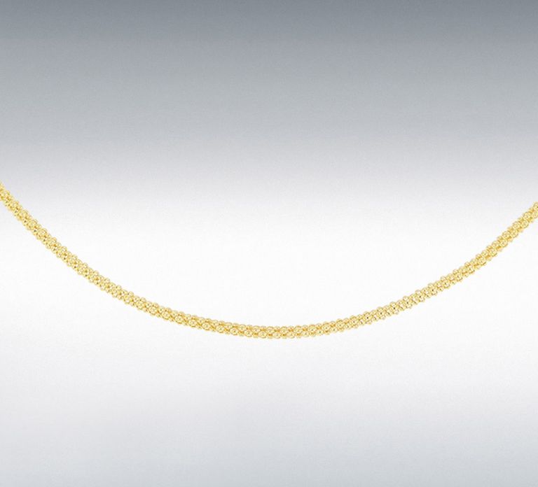 Sterling Silver Yellow Gold-Plated Popcorn Chain 46cm/18&quot;