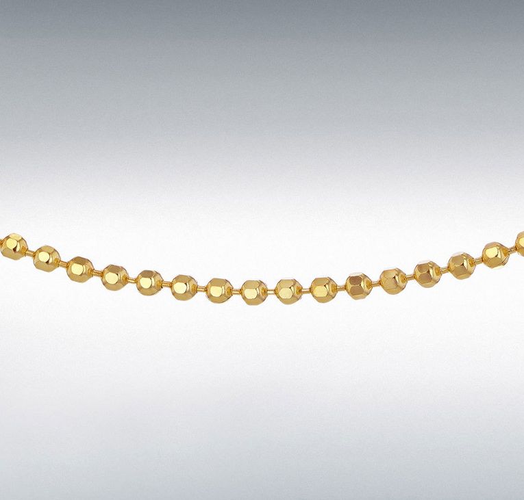 Silver Yellow Gold-Plated Diamond-Cut Ball Chain