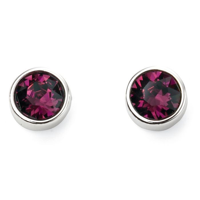 Silver Amethyst Crystal February Birthstone Studs