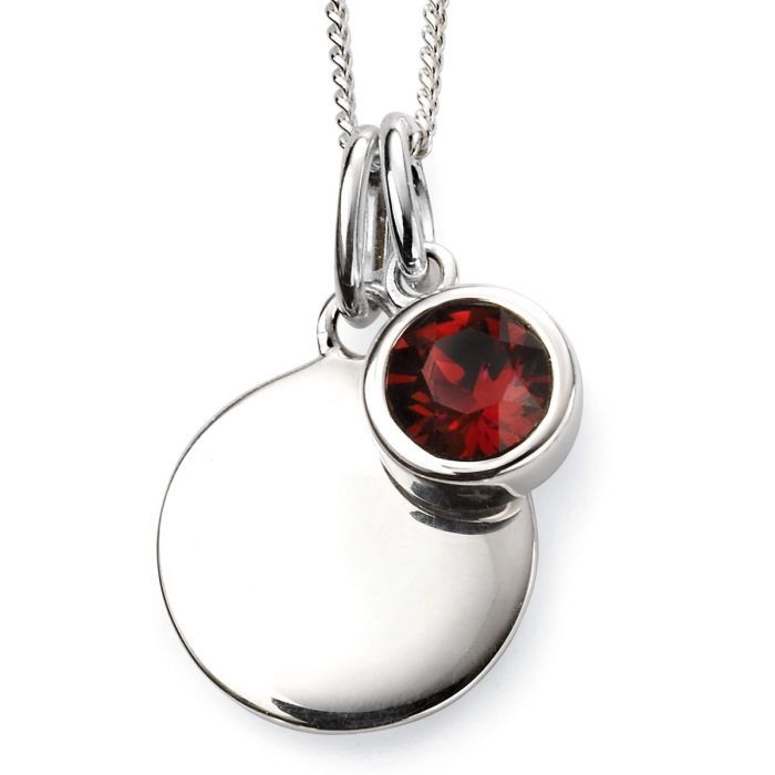 Silver Garnet Crystal January Birthstone Necklace