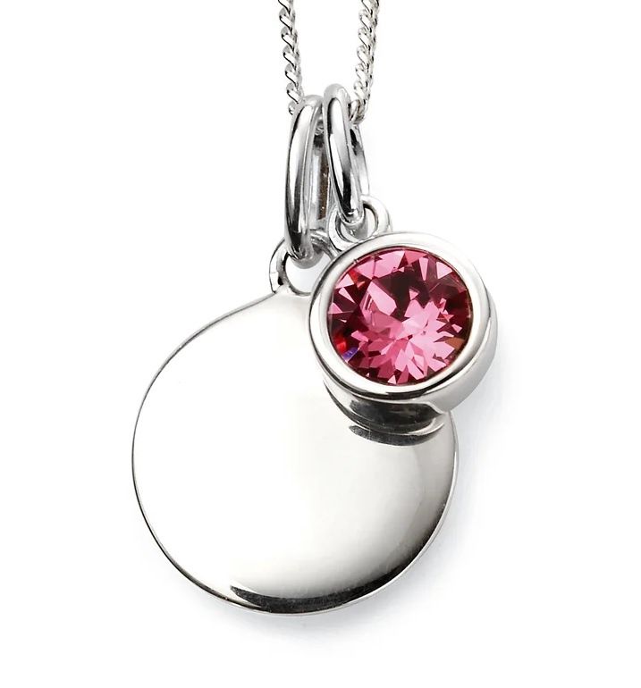 Silver Rose Crystal October Birthstone Necklace
