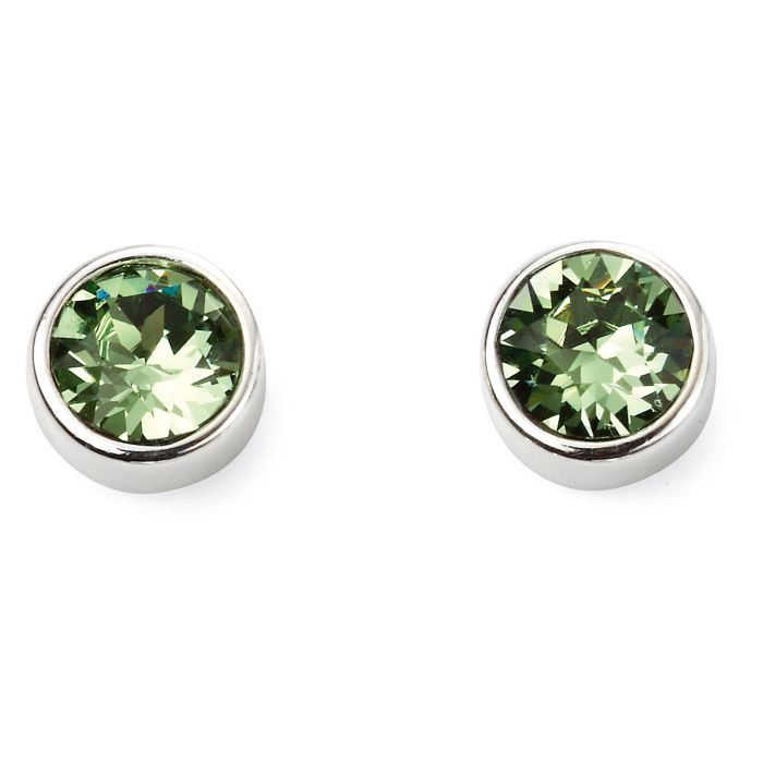 Silver Peridot Crystal August Birthstone Studs