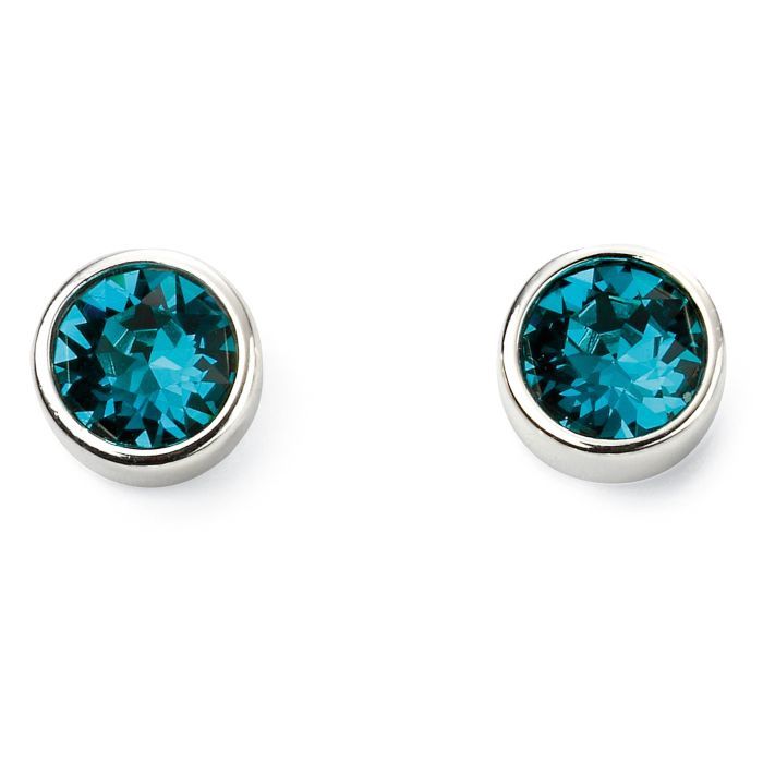 Silver Blue Zircon December Birthstone Stud Earrings