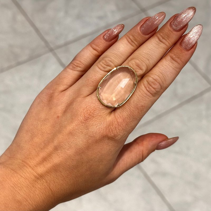 Pre-Owned 18ct Yellow Gold Rose Quartz Tous Ring