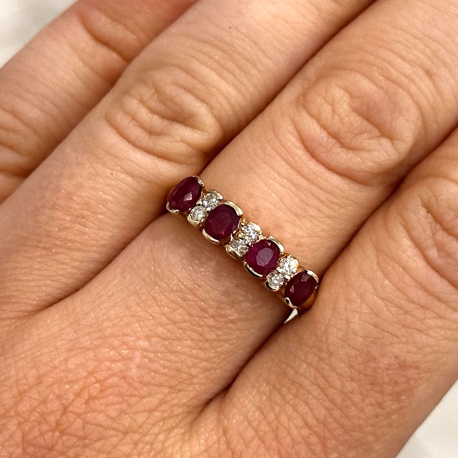 Pre-Owned 9ct Yellow Gold 0.92ct Ruby &amp; 0.12ct Diamond Ring