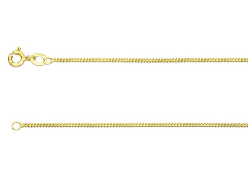 9ct Yellow Gold 1.3mm Curb Chain