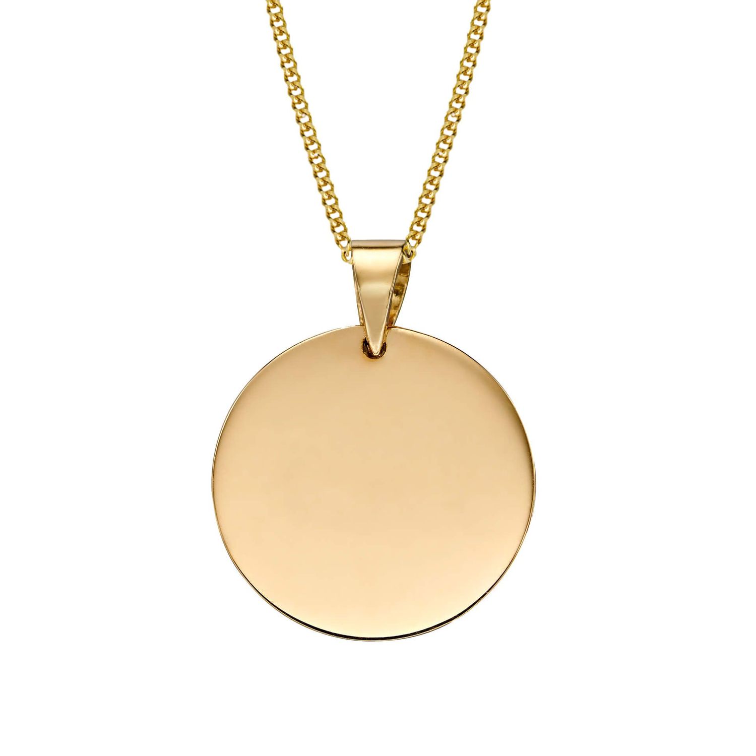 9ct Yellow Gold Plain Disc Pendant