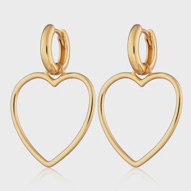 Silver 18k Gold Plated Heart Hoop Earrings