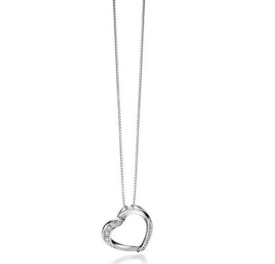 Sterling Silver Ribbon Heart Pendant Necklace
